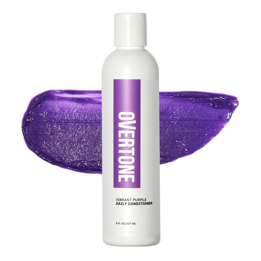 oVertone Täglicher Farbeinwirkungs-Conditioner für Haar, Lebendiges Violett: Temporäres Pigment mit Shea-, Kokos- und Avocadoölen, Feuchtigkeitsspendend, Vegan & Tierversuchsfrei, Alle Haartypen, 237 ml