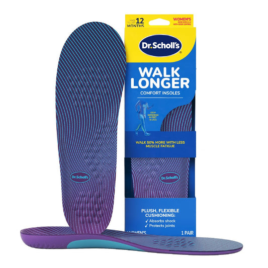 Dr. Scholl's Walk Longer Einlegesohlen für Damen - Bequeme Plüsch-Schaumstoffpolsterung für Gehen, Wandern und Stehen mit Fußgewölbestütze - 50% länger gehen ohne Muskelermüdung