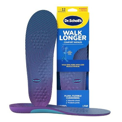 Dr. Scholl's Walk Longer Einlegesohlen für Damen - Bequeme Plüsch-Schaumstoffpolsterung für Gehen, Wandern und Stehen mit Fußgewölbestütze - 50% länger gehen ohne Muskelermüdung