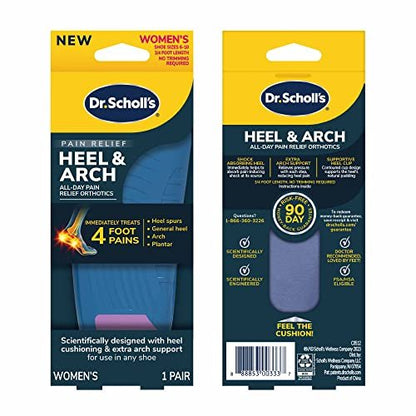 Dr. Scholl's Fersen- und Fußgewölbe-Stütz-Einlegesohlen für ganztägige Schmerzlinderung, ¾-Längen Schuh-Einlagen, Damen Größe 6-10, 1 Paar