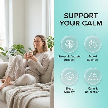 Clean Nutraceuticals GABA 750 mg, 5-HTP 200 mg, L-Tryptophan 500 mg, L-Theanin 200 mg, Ashwagandha, SAM-e, L-Glycin – Stimmungsunterstützung für Frauen und Männer mit L-Tyrosin