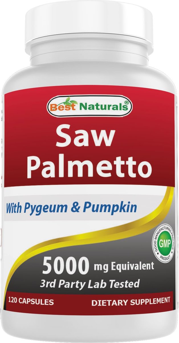 Best Naturals Sägepalme 10:1 Extrakt Prostatakomplex für Männer – 120 Kapseln – Mit Pygeum Rinde 4:1 Extrakt und Kürbiskernpulver
