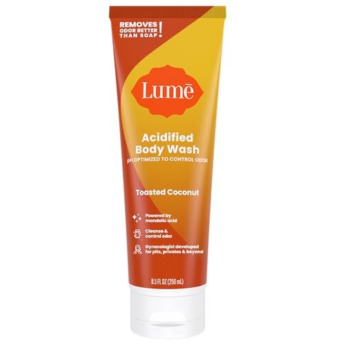 Lume Acidified Body Wash – 24-Stunden-Geruchskontrolle – Entfernt Gerüche besser als Seife – Feuchtigkeitsspendende Formel – Ohne SLS oder Parabene – Von Gynäkologen entwickelt – 8,5 Unzen (Toasted Coconut)