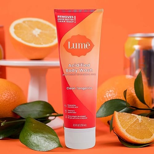 Lume Acidified Body Wash – 24h Geruchskontrolle – Entfernt Gerüche besser als Seife – Feuchtigkeitsspendend – SLS-frei, parabenfrei – Für empfindliche Haut geeignet – 240 ml (Clean Tangerine)