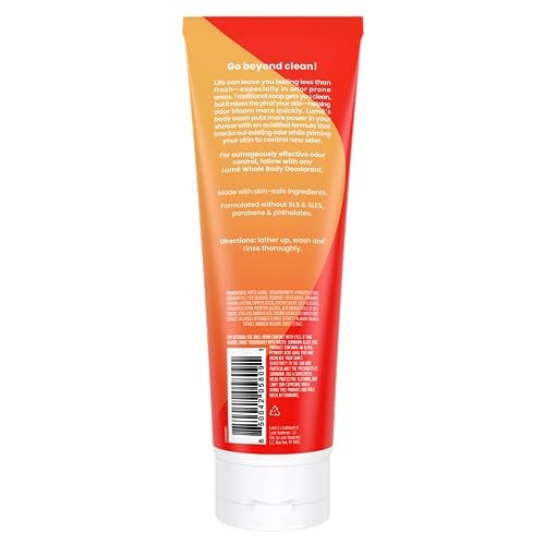 Lume Acidified Body Wash – 24h Geruchskontrolle – Entfernt Gerüche besser als Seife – Feuchtigkeitsspendend – SLS-frei, parabenfrei – Für empfindliche Haut geeignet – 240 ml (Clean Tangerine)