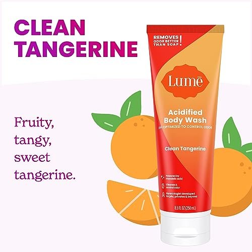 Lume Acidified Body Wash – 24h Geruchskontrolle – Entfernt Gerüche besser als Seife – Feuchtigkeitsspendend – SLS-frei, parabenfrei – Für empfindliche Haut geeignet – 240 ml (Clean Tangerine)