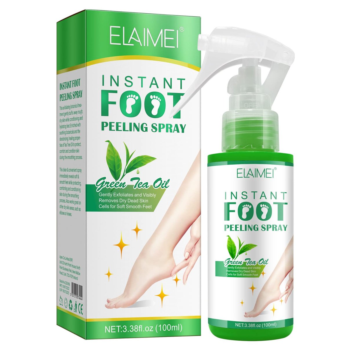 Grüner Tee Feuchtigkeitsspendendes Fußpeeling-Spray – Entfernt abgestorbene Haut in Sekunden