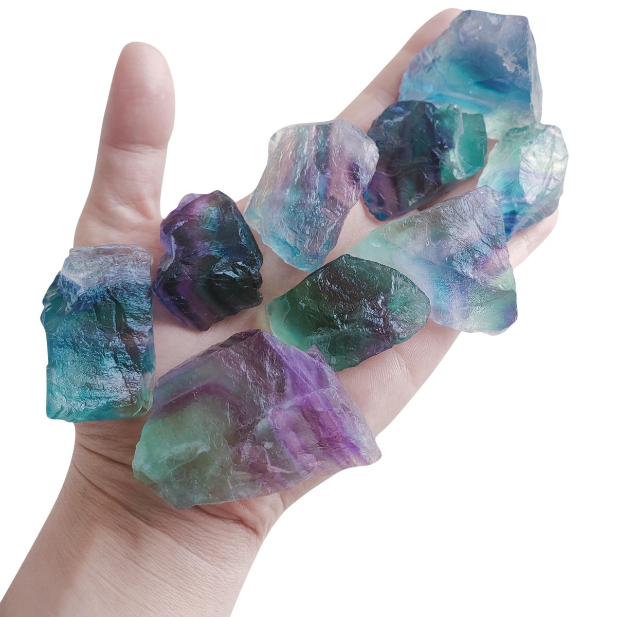Luckeeper 1 Pfund Rohe Kristalle Bulk Regenbogen-Fluorit-Heilsteine zum Trommeln, Drahtwickeln, Wicca-Reiki, Meditation