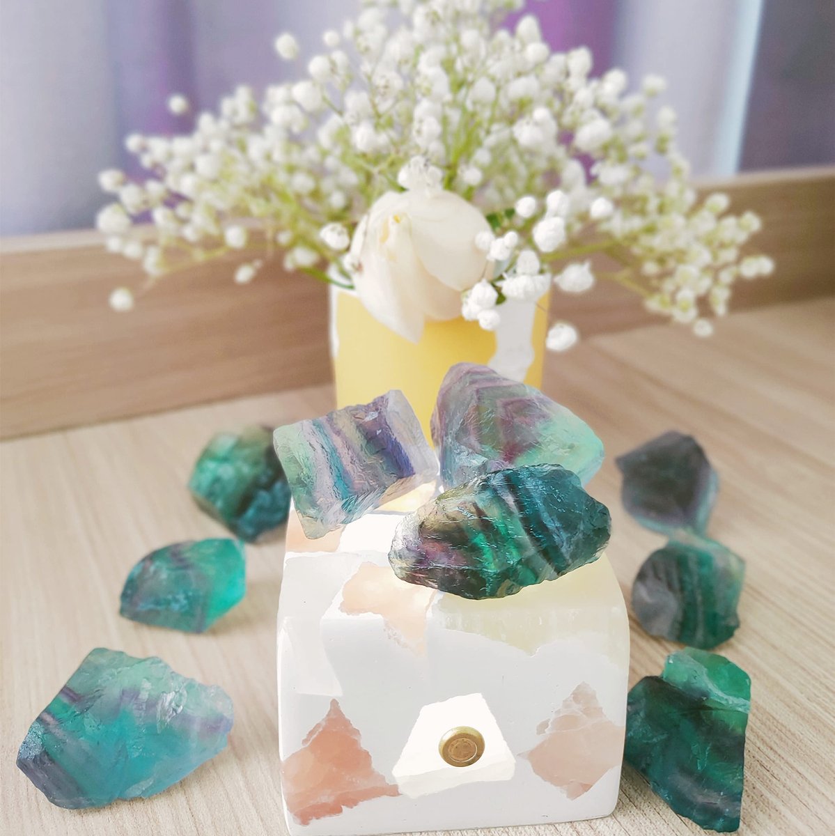 Luckeeper 1 Pfund Rohe Kristalle Bulk Regenbogen-Fluorit-Heilsteine zum Trommeln, Drahtwickeln, Wicca-Reiki, Meditation