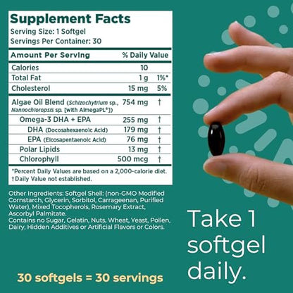 Iwi Omega-3 Essential, 30 Softgels (30 Portionen), Pflanzliches Algen-Omega-3 mit EPA + DHA, Nahrungsergänzungsmittel für Gehirn, Herz & Immunsystem, Alternative zu Krill- & Fischöl, Kein fischiger Nachgeschmack