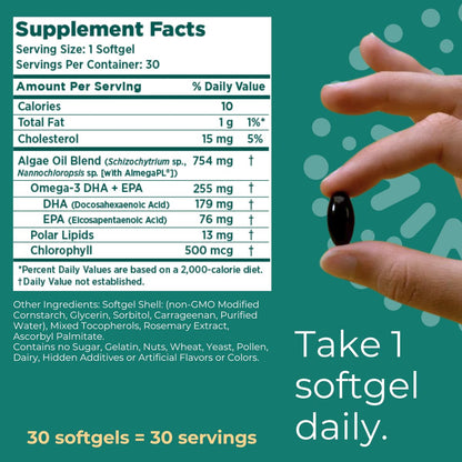 Iwi Omega-3 Essential, 30 Softgels (30 Portionen), Pflanzliches Algen-Omega-3 mit EPA + DHA, Nahrungsergänzungsmittel für Gehirn, Herz & Immunsystem, Alternative zu Krill- & Fischöl, Kein fischiger Nachgeschmack