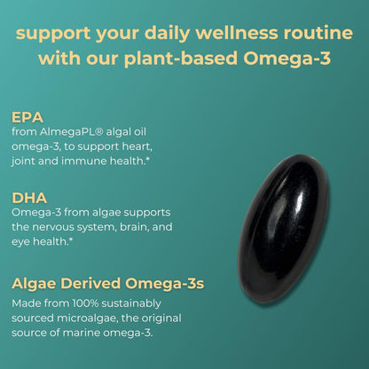 Iwi Omega-3 Essential, 30 Softgels (30 Portionen), Pflanzliches Algen-Omega-3 mit EPA + DHA, Nahrungsergänzungsmittel für Gehirn, Herz & Immunsystem, Alternative zu Krill- & Fischöl, Kein fischiger Nachgeschmack