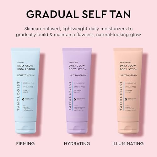 Tanologist Firming Daily Glow Body Lotion – Mittel/Dunkel, Selbstbräuner mit Sofortwirkung, übertragungssicher, natürlicher Teint ohne Orange, 7 Tage Halt, vegane Formel, 250 ml