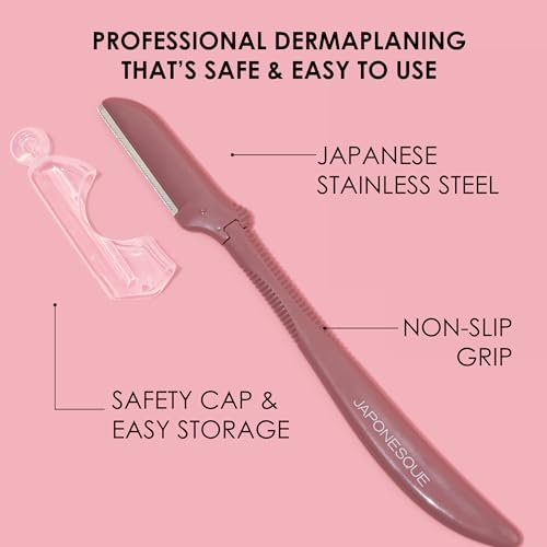 JAPONESQUE Präzisions-Dermaplaner für das Gesicht – 2er-Pack mit 6 Klingen, Rasierer für Augenbrauen und Gesichtsbehaarung für Damen und Herren, 2er-Pack, 6 Stück