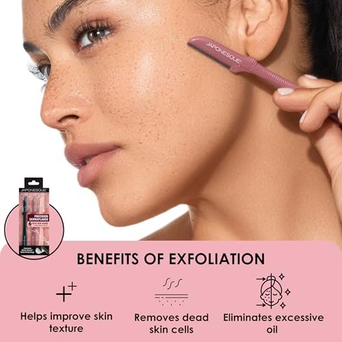 JAPONESQUE Präzisions-Dermaplaner für das Gesicht – 2er-Pack mit 6 Klingen, Rasierer für Augenbrauen und Gesichtsbehaarung für Damen und Herren, 2er-Pack, 6 Stück