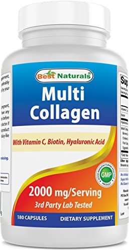 Best Naturals Multi Collagen Kapseln 2000mg für Frauen & Männer - Hydrolysierte Kollagenpeptide für Haut, Haare und Nägel mit Typen I II III V X, Biotin, Hyaluronsäure & Vitamin C