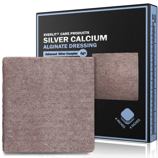 EVERLIT AG Silber Calcium Alginat Wundauflage | Saugfähige, nicht haftende sterile Kompresse | Sanfte Gaze mit natürlicher Gelfaser zur Wundversorgung