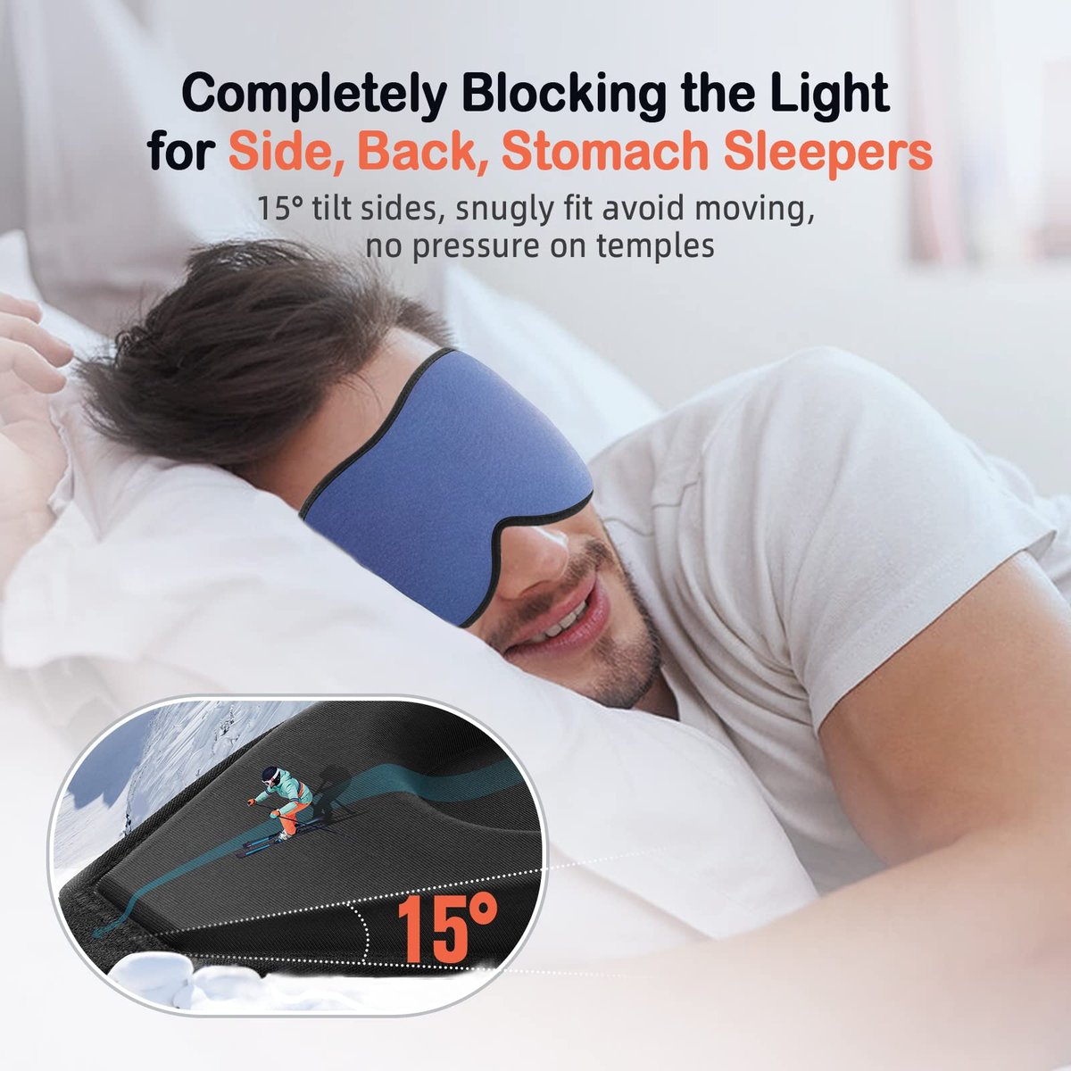 LitBear Schlafmaske – Lichtblockierende Augenmaske für Frauen und Männer, Seiten- und Rückenschläfer, 3D-Komfortmaske mit verstellbarem Band für Reisen