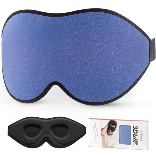 LitBear Schlafmaske – Lichtblockierende Augenmaske für Frauen und Männer, Seiten- und Rückenschläfer, 3D-Komfortmaske mit verstellbarem Band für Reisen