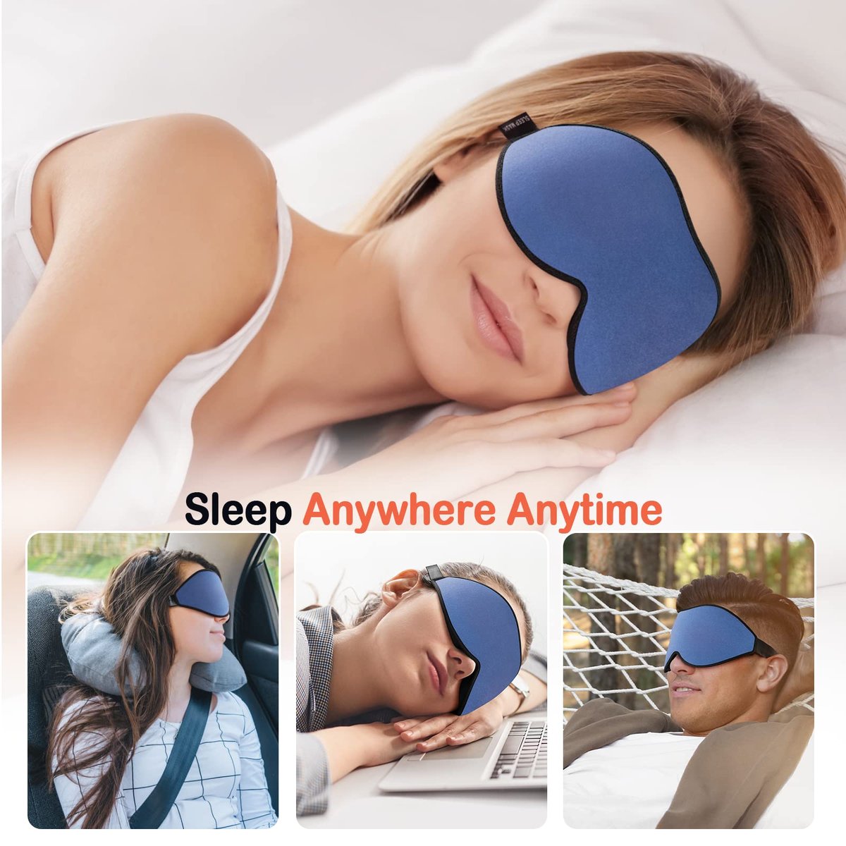 LitBear Schlafmaske – Lichtblockierende Augenmaske für Frauen und Männer, Seiten- und Rückenschläfer, 3D-Komfortmaske mit verstellbarem Band für Reisen