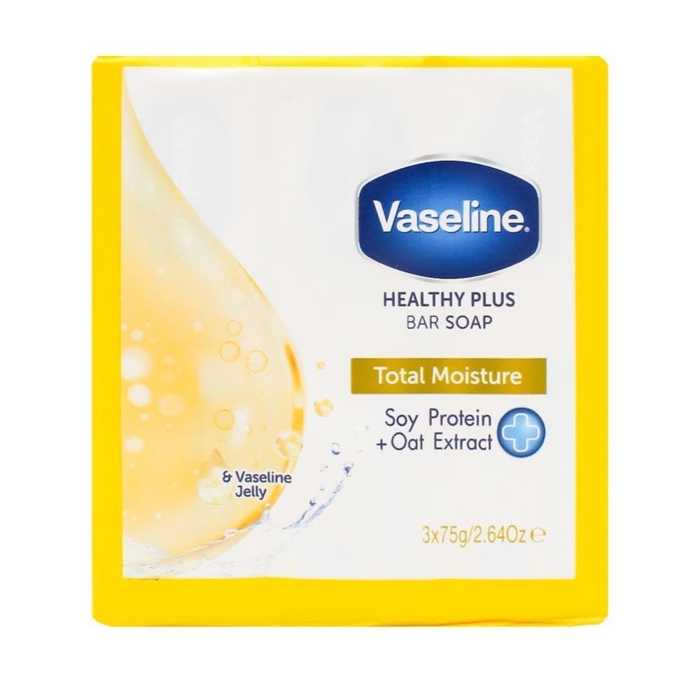 Vaseline Healthy Plus Bar Soap Total Moisture – 3 x 75 g – Feuchtigkeitsspendende Seife für trockene Haut