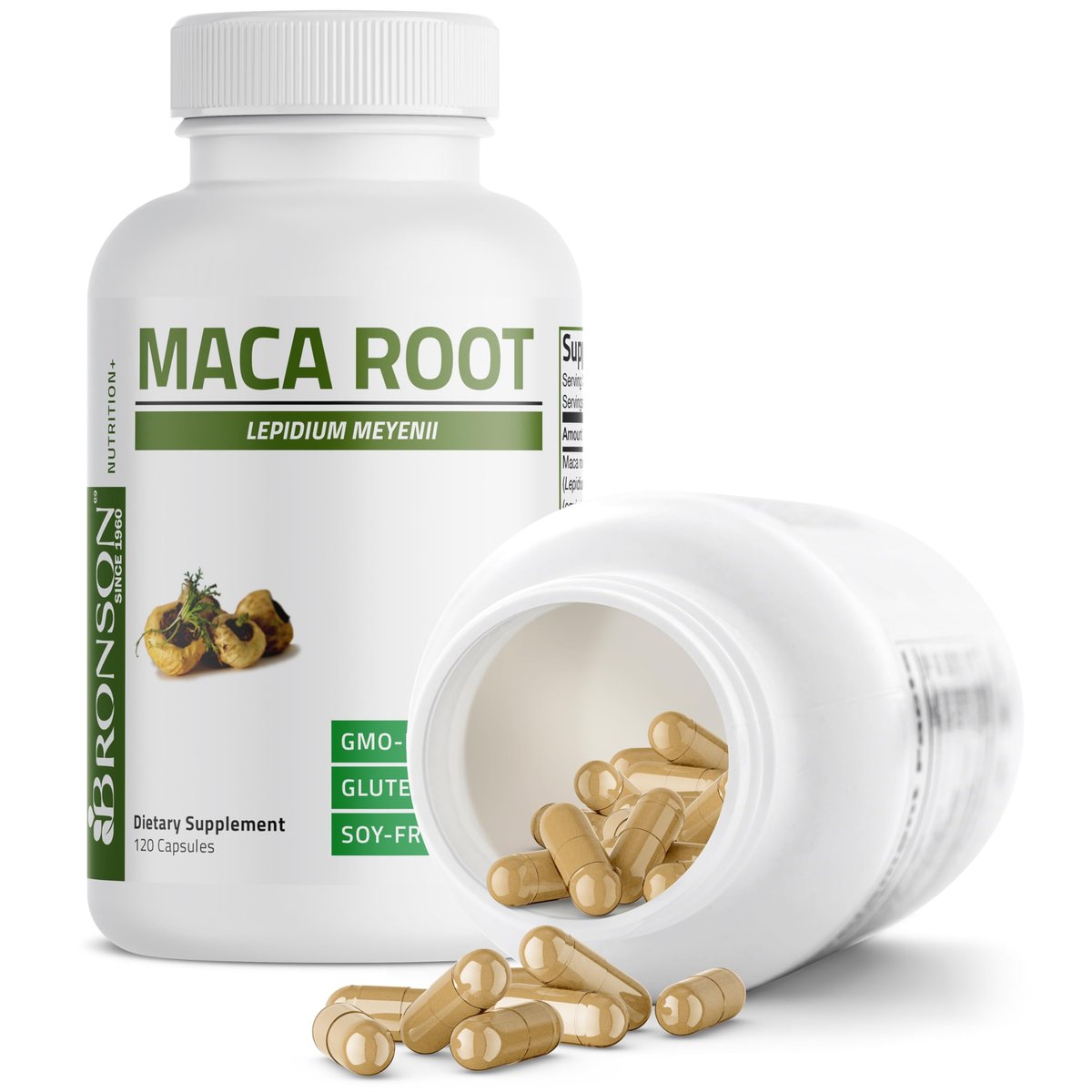 Bronson Maca Wurzel Lepidium Meyenii – 120 Kapseln, Nicht-GMO, Vegetarisch