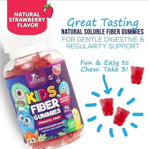 Ballaststoff-Gummis für Kinder - 4g pro Portion - Tägliches Ballaststoff-Gummi-Supplement für Kinder - Lösliche Inulin-Präbiotikum-Gummis für Verdauungsgesundheit - Pflanzliche Unterstützung für Regelmäßigkeit & Verdauung - 120 Gummis