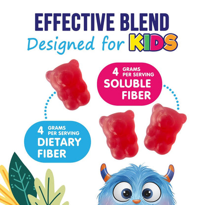 Ballaststoff-Gummis für Kinder - 4g pro Portion - Tägliches Ballaststoff-Gummi-Supplement für Kinder - Lösliche Inulin-Präbiotikum-Gummis für Verdauungsgesundheit - Pflanzliche Unterstützung für Regelmäßigkeit & Verdauung - 120 Gummis