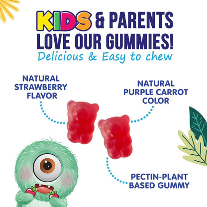 Ballaststoff-Gummis für Kinder - 4g pro Portion - Tägliches Ballaststoff-Gummi-Supplement für Kinder - Lösliche Inulin-Präbiotikum-Gummis für Verdauungsgesundheit - Pflanzliche Unterstützung für Regelmäßigkeit & Verdauung - 120 Gummis