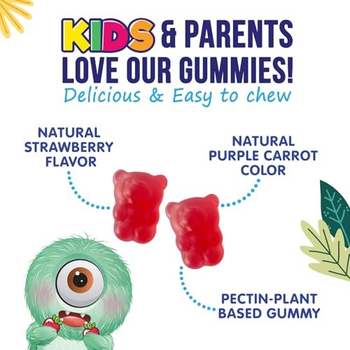 Ballaststoff-Gummis für Kinder - 4g pro Portion - Tägliches Ballaststoff-Gummi-Supplement für Kinder - Lösliche Inulin-Präbiotikum-Gummis für Verdauungsgesundheit - Pflanzliche Unterstützung für Regelmäßigkeit & Verdauung - 120 Gummis