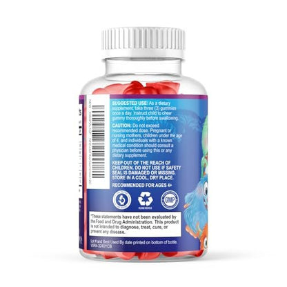 Ballaststoff-Gummis für Kinder - 4g pro Portion - Tägliches Ballaststoff-Gummi-Supplement für Kinder - Lösliche Inulin-Präbiotikum-Gummis für Verdauungsgesundheit - Pflanzliche Unterstützung für Regelmäßigkeit & Verdauung - 120 Gummis