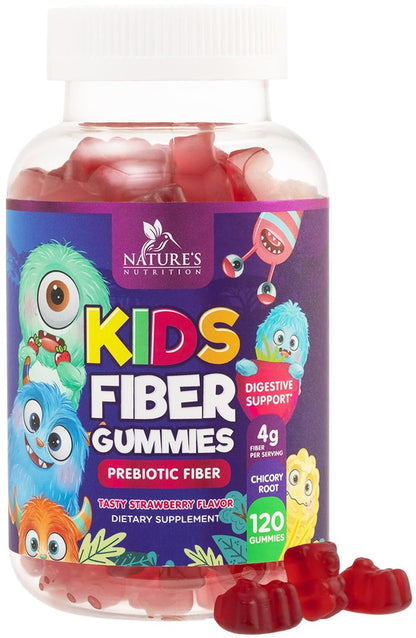 Ballaststoff-Gummis für Kinder - 4g pro Portion - Tägliches Ballaststoff-Gummi-Supplement für Kinder - Lösliche Inulin-Präbiotikum-Gummis für Verdauungsgesundheit - Pflanzliche Unterstützung für Regelmäßigkeit & Verdauung - 120 Gummis