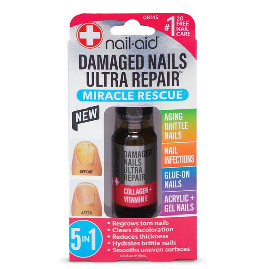 Nail-Aid 5-in-1 Multi-Repair für beschädigte Nägel – Fingernägel & Zehennägel, 0,5 Fl Oz