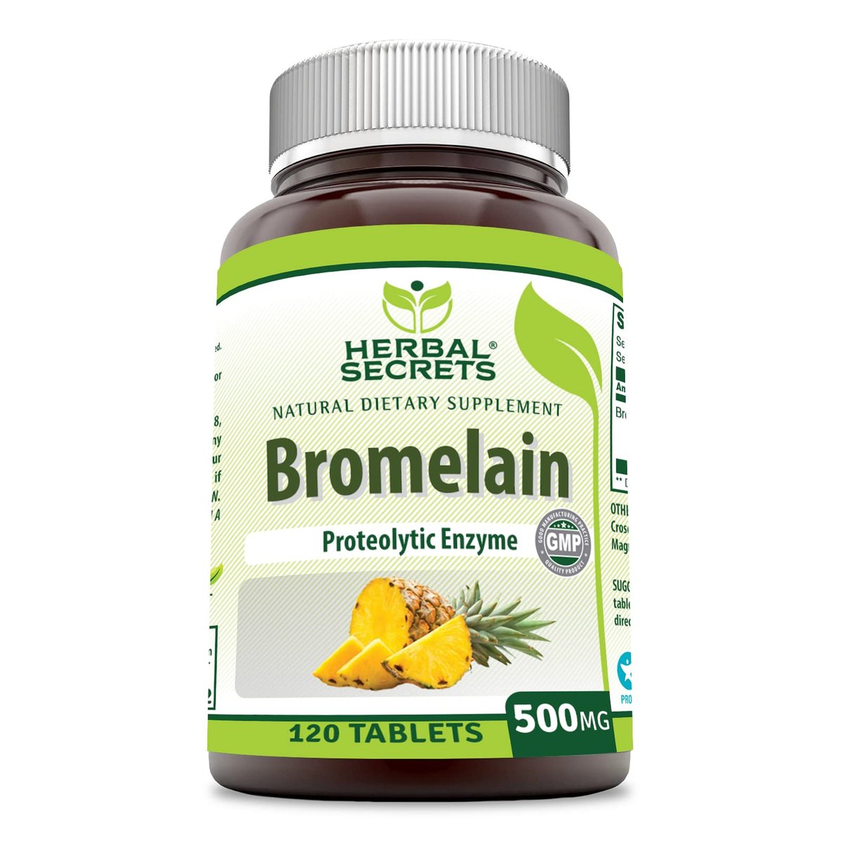 Herbal Secrets Bromelain 500 mg Tabletten - 120 Stück, Nicht-GVO, Glutenfrei, Hergestellt in USA