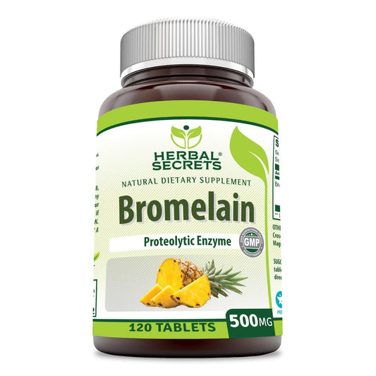 Herbal Secrets Bromelain 500 mg Tabletten - 120 Stück, Nicht-GVO, Glutenfrei, Hergestellt in USA