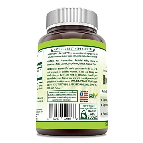 Herbal Secrets Bromelain 500 mg Tabletten - 120 Stück, Nicht-GVO, Glutenfrei, Hergestellt in USA