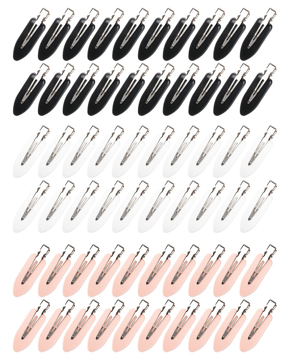 No Bend Haarclips - 60 Stück knickfreie Clips zum Abteilen, 5,8 cm Make-up-Stäbchen in 3 Farben