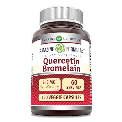 Amazing Formulas Quercetin 800mg mit Bromelain 165mg – 120 vegane Kapseln, Non-GMO, glutenfrei, hergestellt in USA