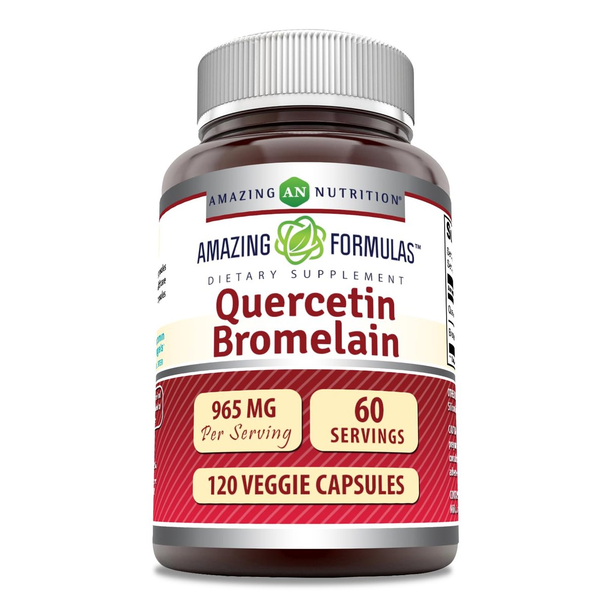 Amazing Formulas Quercetin 800mg mit Bromelain 165mg – 120 vegane Kapseln, Non-GMO, glutenfrei, hergestellt in USA
