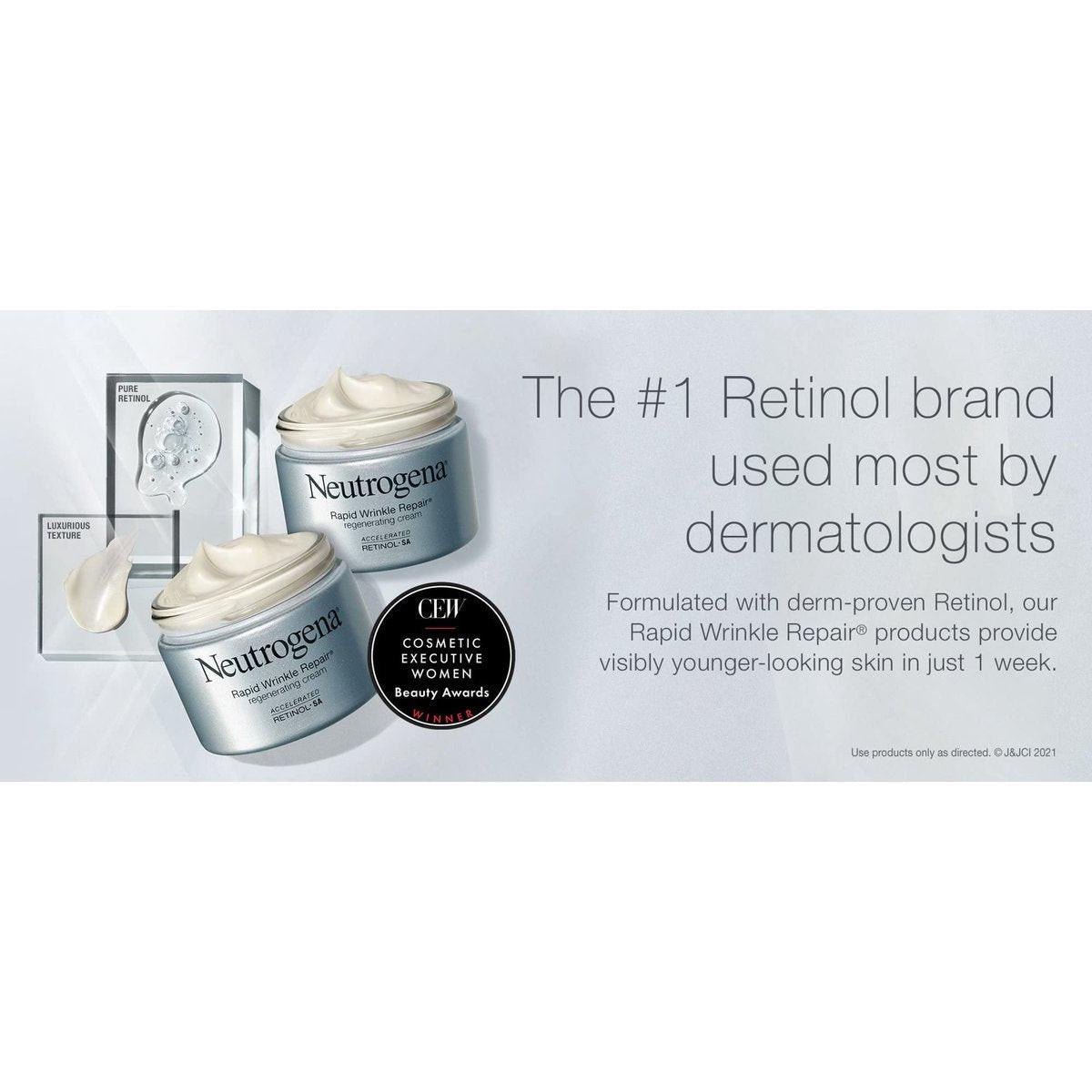 Neutrogena Rapid Wrinkle Repair Retinol Feuchtigkeitscreme für das Gesicht – Tägliche Anti-Aging-Creme mit Hyaluronsäure gegen feine Linien, Falten und dunkle Flecken, 1,7 oz (2er-Pack) 3,4 oz