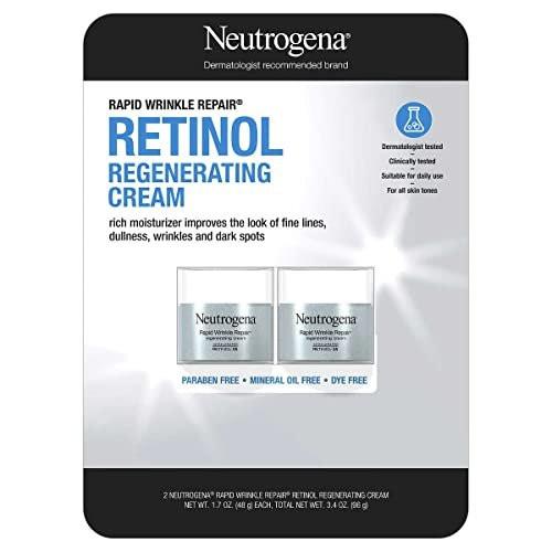Neutrogena Rapid Wrinkle Repair Retinol Feuchtigkeitscreme für das Gesicht – Tägliche Anti-Aging-Creme mit Hyaluronsäure gegen feine Linien, Falten und dunkle Flecken, 1,7 oz (2er-Pack) 3,4 oz