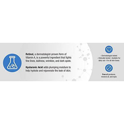 Neutrogena Rapid Wrinkle Repair Retinol Feuchtigkeitscreme für das Gesicht – Tägliche Anti-Aging-Creme mit Hyaluronsäure gegen feine Linien, Falten und dunkle Flecken, 1,7 oz (2er-Pack) 3,4 oz