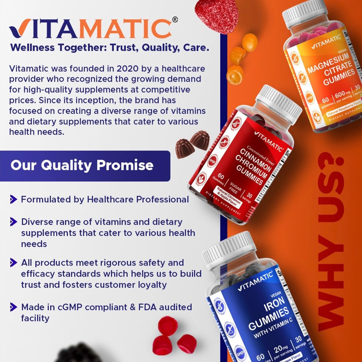 Vitamatic Selen Gummis 200 mcg – Hefefreies Selenomethionin, 90 Fruchtgummis auf Pektinbasis