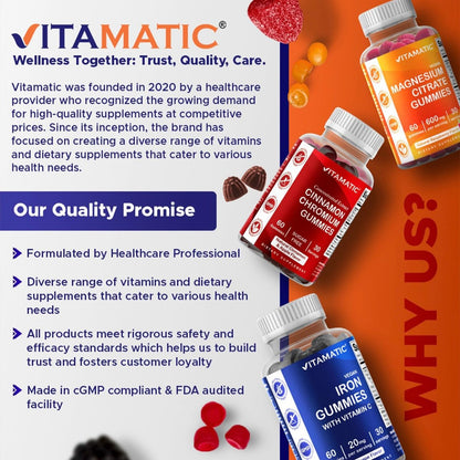 Vitamatic Selen Gummis 200 mcg – Hefefreies Selenomethionin, 90 Fruchtgummis auf Pektinbasis