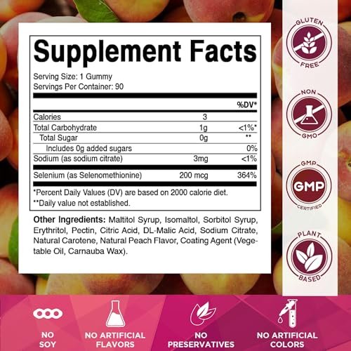 Vitamatic Selen Gummis 200 mcg – Hefefreies Selenomethionin, 90 Fruchtgummis auf Pektinbasis