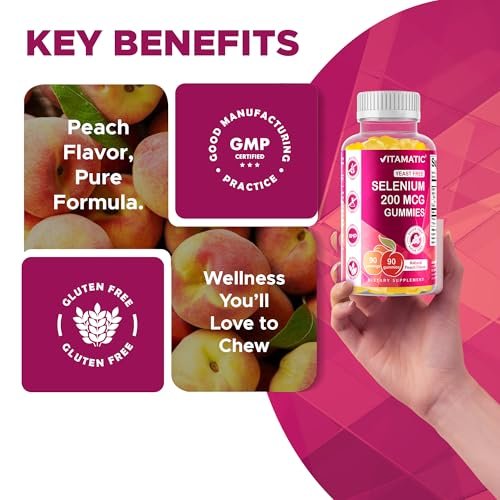 Vitamatic Selen Gummis 200 mcg – Hefefreies Selenomethionin, 90 Fruchtgummis auf Pektinbasis
