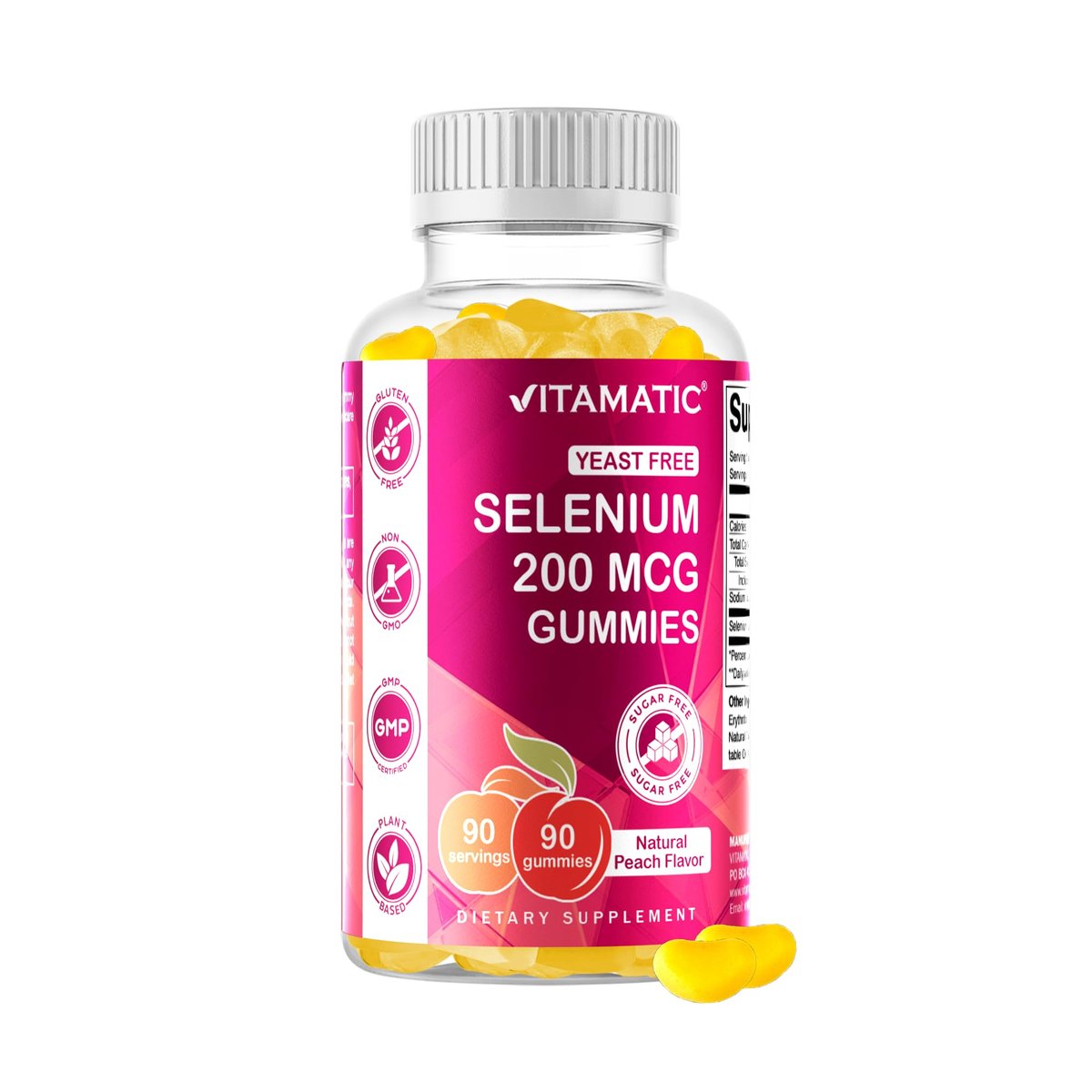 Vitamatic Selen Gummis 200 mcg – Hefefreies Selenomethionin, 90 Fruchtgummis auf Pektinbasis