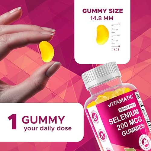Vitamatic Selen Gummis 200 mcg – Hefefreies Selenomethionin, 90 Fruchtgummis auf Pektinbasis
