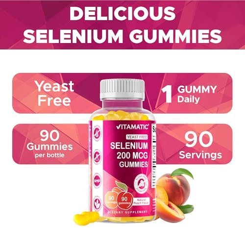 Vitamatic Selen Gummis 200 mcg – Hefefreies Selenomethionin, 90 Fruchtgummis auf Pektinbasis