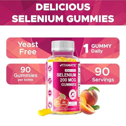 Vitamatic Selen Gummis 200 mcg – Hefefreies Selenomethionin, 90 Fruchtgummis auf Pektinbasis